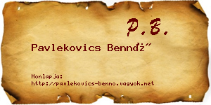 Pavlekovics Bennó névjegykártya